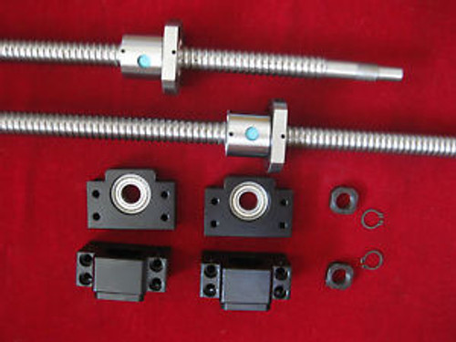 2 anti backlash 20mm ballscrew RM2005-600mm-C7+BK/BF15 end bearing set CNC XYZ