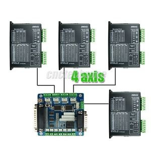 Diy CNC Kit 4 Axis Stepper Motor Driver 2M542 4.2A & Breakout Interface Board