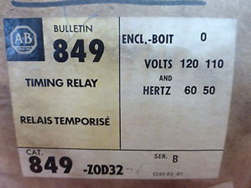 ALLEN BRADLEY 849-ZOD32 New TIMING RELAY SER B WITH AUX CONTACT 849-N1A (2E2)