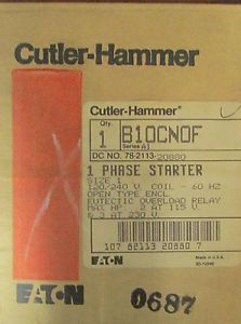 CUTLER HAMMER B10CN0F Citation Series Size 1 Dual Voltage 120 240 V 2-3 HP