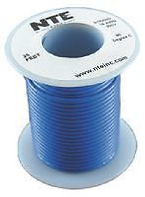 NTE ELECTRONICS WH18-06-25 HOOK-UP WIRE, 25FT, 18AWG, CU, BLUE (10 pieces)