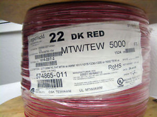 Red 22 AWG Hookup Wire UL1015  5000 RoHS