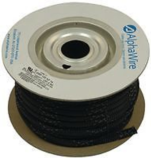 ALPHA WIRE G120NF14 BK005 SLEEVING, EXPANDABLE, 3.962MM, BLK/WHT TRAC, 100FT