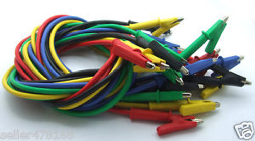 100PCS 5 Color Probes Copper silicone AC Voltage Cables Alligator clip TO clips