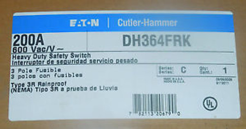 Cutler Hammer #DH364FRK, 200A, 600V, 3Pole, Rain Tight, Fused , NIB