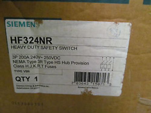Siemens HF324NR Heavy Duty Safety Switch 200 Amp 3 Pole 240 V NEMA 3 R Fusible