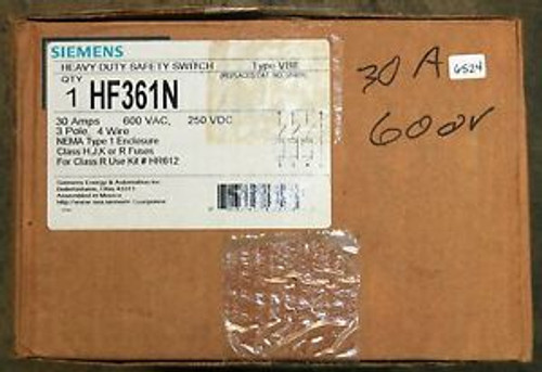 Siemens HF361N Heavy Duty Safety Switch 600V 30A 3P NIB