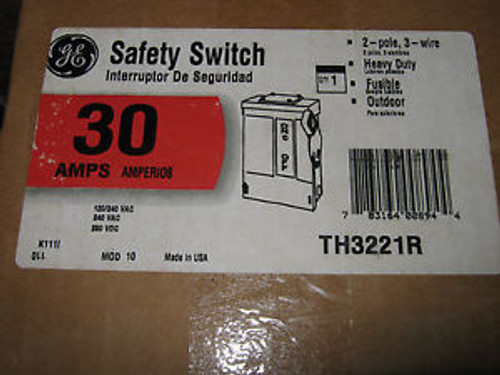 GE TH3221R Safety Switch, 30 Amp, 2 Pole, 3 Wire , New in sealed box