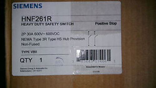 New in factory box Siemens HNF261R 2 pole 30 amp 600 volt disconnect 3R