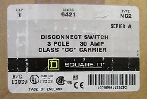 SQUARE D 30 Amp Disconnect Switch  9421 NC2