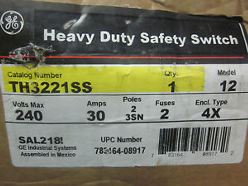 NEW GENERAL ELECTRIC 30 AMP HEAVY DUTY SAFETY SWITCH TH3221SS ..........WD-33