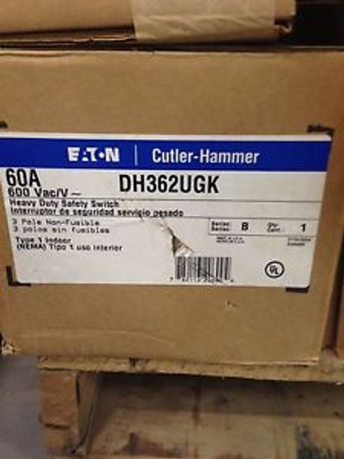 Eaton Cutler Hammer DH362UGK 60A 600V 3 Pole Non Fusible Disconnect NEMA 1