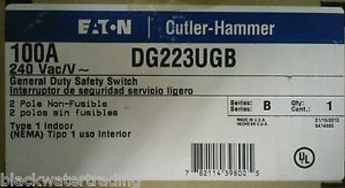 New In Box Cutler Hammer 100A 240 VAC General Duty Safety Switch DG223UGB