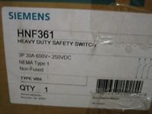 Siemens/ITE HNF361 Safety Switch Heavy Duty 3P 30A 600V Non-Fused Nema 1