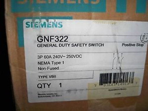 Siemens GNF322 60amp 240v non fused disconnect safety switch new