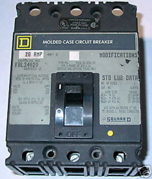 Circuit Breakers by Square D FAL34020 20 AMP 3P 480V