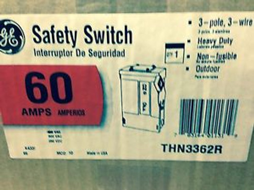 GE HD Safety Switch THN3362R 3POLE 600VAC 250VDC 60ANEW