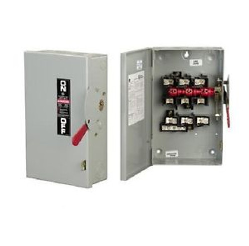 GE TG4322R Fusible Safety Switch, 60A, 240V, 3P, 3-Wire, NEMA-3R, Outdoor
