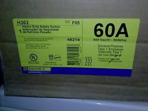 SQUARE D H362 60 AMP 600 VAC HEAVY DUTY SAFETY SWITCH NEW IN BOX