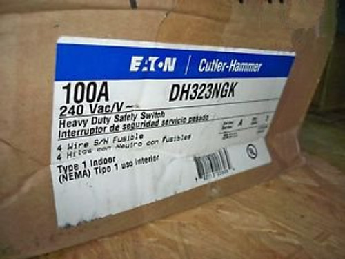 Cutler Hammer DH323NGK 100amp 240v fused disconnect safety switch new