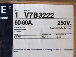 ITE PANEL BOARD 3P 3 FUSE V7B3222 60A 250V DOUBLE BRANCH