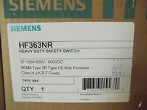 NIB Siemens HF363NR 100A 600V 3 Pole Fusible Disconnect NEMA 3R Enclosure