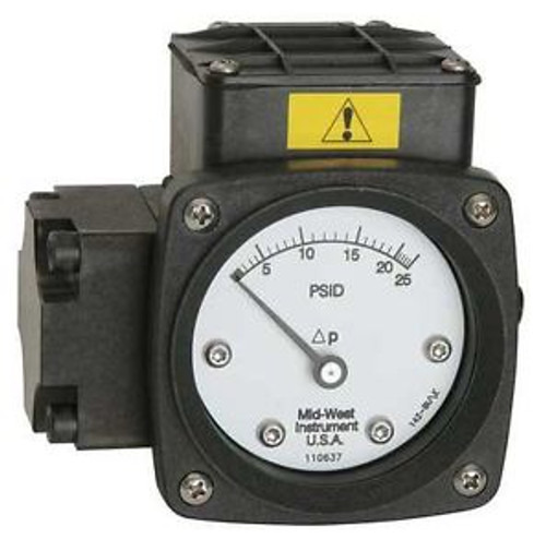 MIDWEST INSTRUMENT 142-SA-00-O(AA)-15P Pressure Gauge, 0 to 15 psi