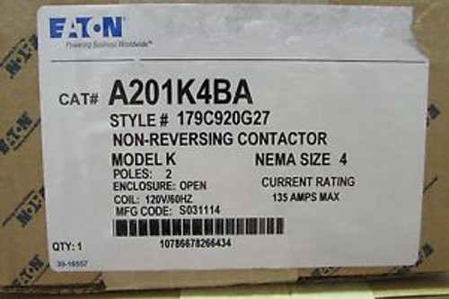 EATON CUTLER HAMMER A201K4BA Non Reversing Contactor 135 AMP 2 P 120V/60HZ
