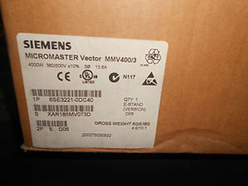 Siemens Micromaster Vector Drive 6SE3221-0DC40 New