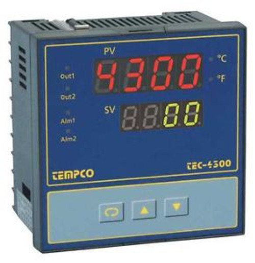 TEMPCO TEC55016 Temp Ctrl,90-264VAC,1/4Din,2Out,1Alarm