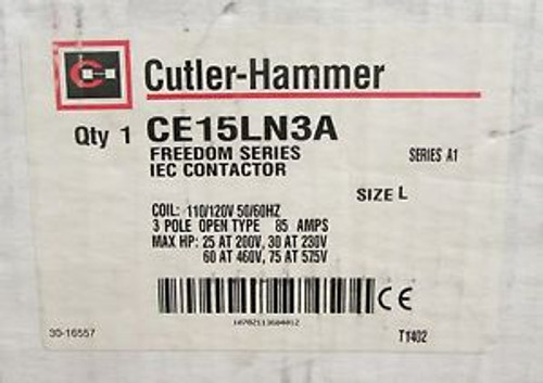 EATON CUTLER HAMMER A200 Size L Freedom Series IEC Contactor 110/120V CE15LN3A EATON CUTLER HAMMER A200 Size L Freedom Series IEC Contactor 110/120V CE15LN3A