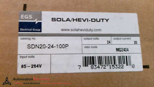 SOLA/HEVI-DUTY SDN20-24-100P POWER SUPPLY INPUT: 115/230VAC, 50/60HZ, NEW