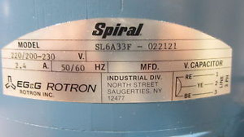 EG&G ROTRON, SL6A33F-022121, BLOWER, 220/200-230V, 2.4A, 50/60HZ (NEW)