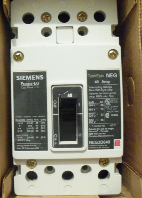 Siemens NEG3B040L Circuit Breaker NEW