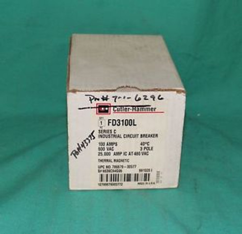 Cutler Hammer  FD3100L Circuit Breaker Ser.C 100A 100 amp 600VAC 3P NEW