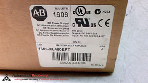 ALLEN BRADLEY 1606-XL480EPT AC/DC/ DINRAIL MOUNT POWER SUPPLY, 480 W, NEW