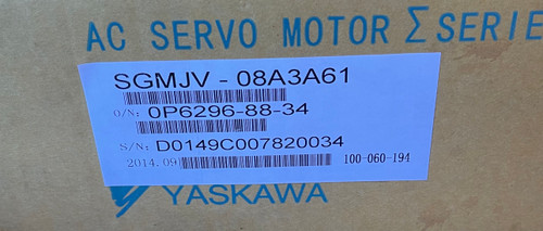 Yaskawa SGMJV-08A3A61 Ac Servo Motor