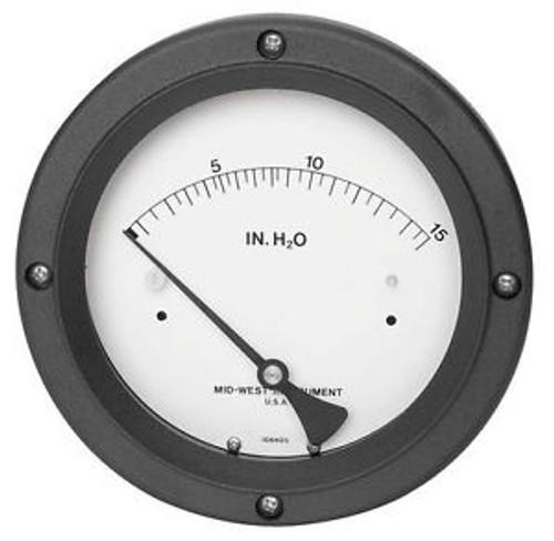 MIDWEST INSTRUMENT 130-0112 Pressure Gauge, 0 to 15 In H2O