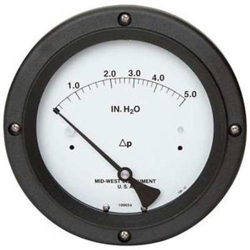 MIDWEST INSTRUMENT 130-0110 Pressure Gauge, 0 to 5 In H2O