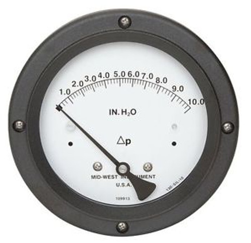 MIDWEST INSTRUMENT 130-0111 Pressure Gauge, 0 to 10 In H2O