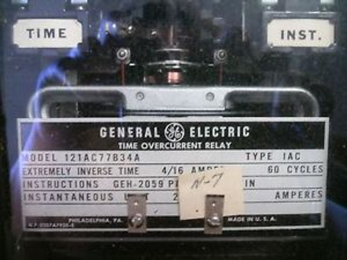 NOS GENERAL ELECTRIC 121AC77B34A TIME OVERCURRENT RELAY (SR)