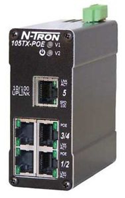 RED LION 105TX-POE Ethernet Switch,5 Port Power Over