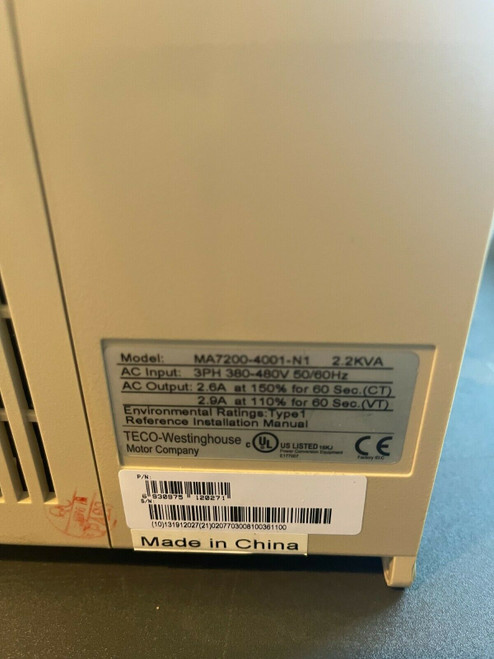 Westinghouse Teco Ma7200-4001-N1 Frequency Inverter