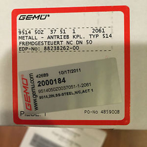 GEMU TYPE 514 ACTUATOR 2,SS-STEEL, N/C, ACT 1, 9514050Z0037051-1-2061 NIOB