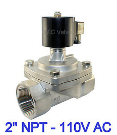 2 Inch Stainless Electric Steam Hot Water Solenoid Valve NC 110V AC Teflon Seal