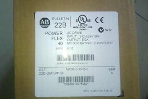 New in seal Allen Bradley AB 22B-D6P0N104 PowerFlex 40 2.2 kW (3 Hp) AC Drive