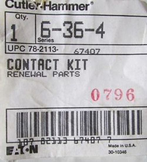 CUTLER HAMMER  6-36-4 3 Pole Size 4 Contact Kit  6 36 4 DP Citation