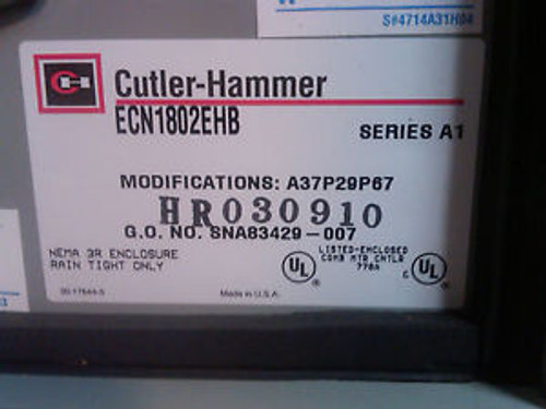 ECN1802EHB CUTLER HAMMER NEW 3P Fused Combination Starter Size 0 3R