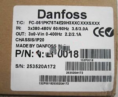 1PC Danfoss 132F0018 FC-051PK75T4E20H3XXCXXXSXXX New In Box