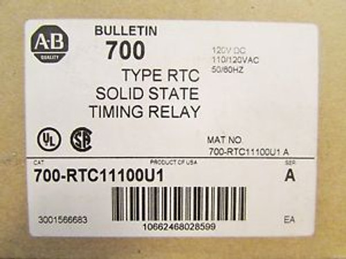 ALLEN BRADLEY Type RTC Timing Relay 120 VDC 110-120 VAC 700 RTC11100U1